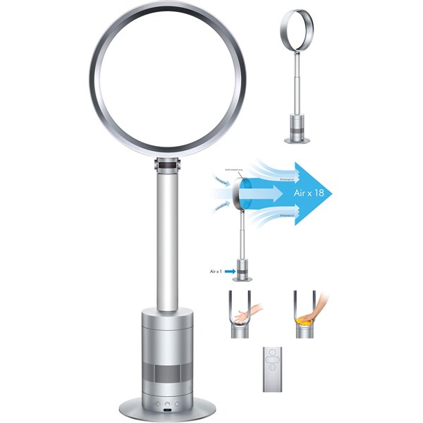 Ventilator fara elice cu picior DYSON AM03, 65W, alb - argintiu