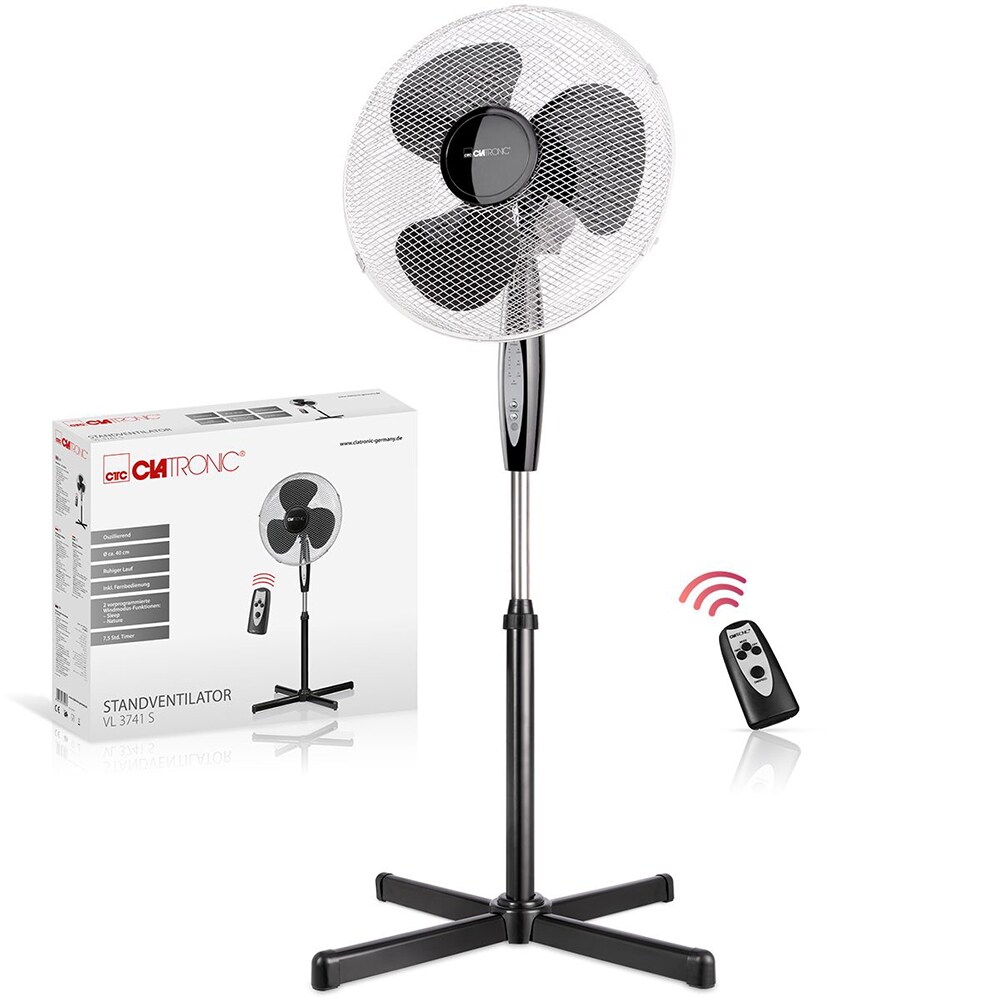 Ventilator cu picior CLATRONIC VL3741, 3 trepte viteza, 45W, negru