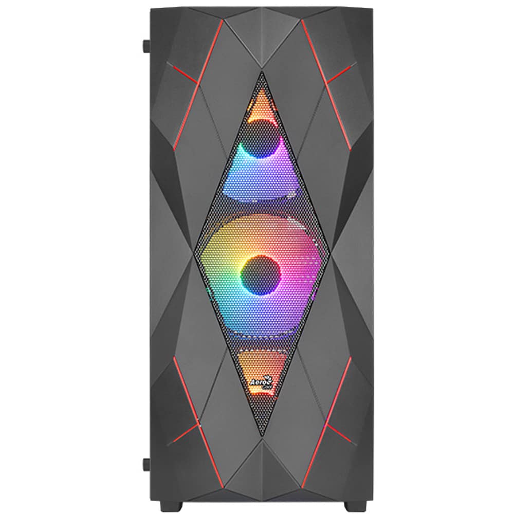 Carcasa AEROCOOL Volcan V1, USB 3.0, Fara sursa, Iluminare FRGB, negru