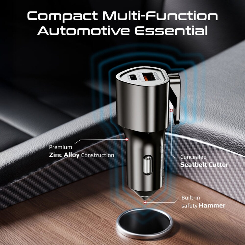Incarcator auto PROMATE Voltguard, 1x USB-C Power Delivery 33W, 1x USB-A, negru