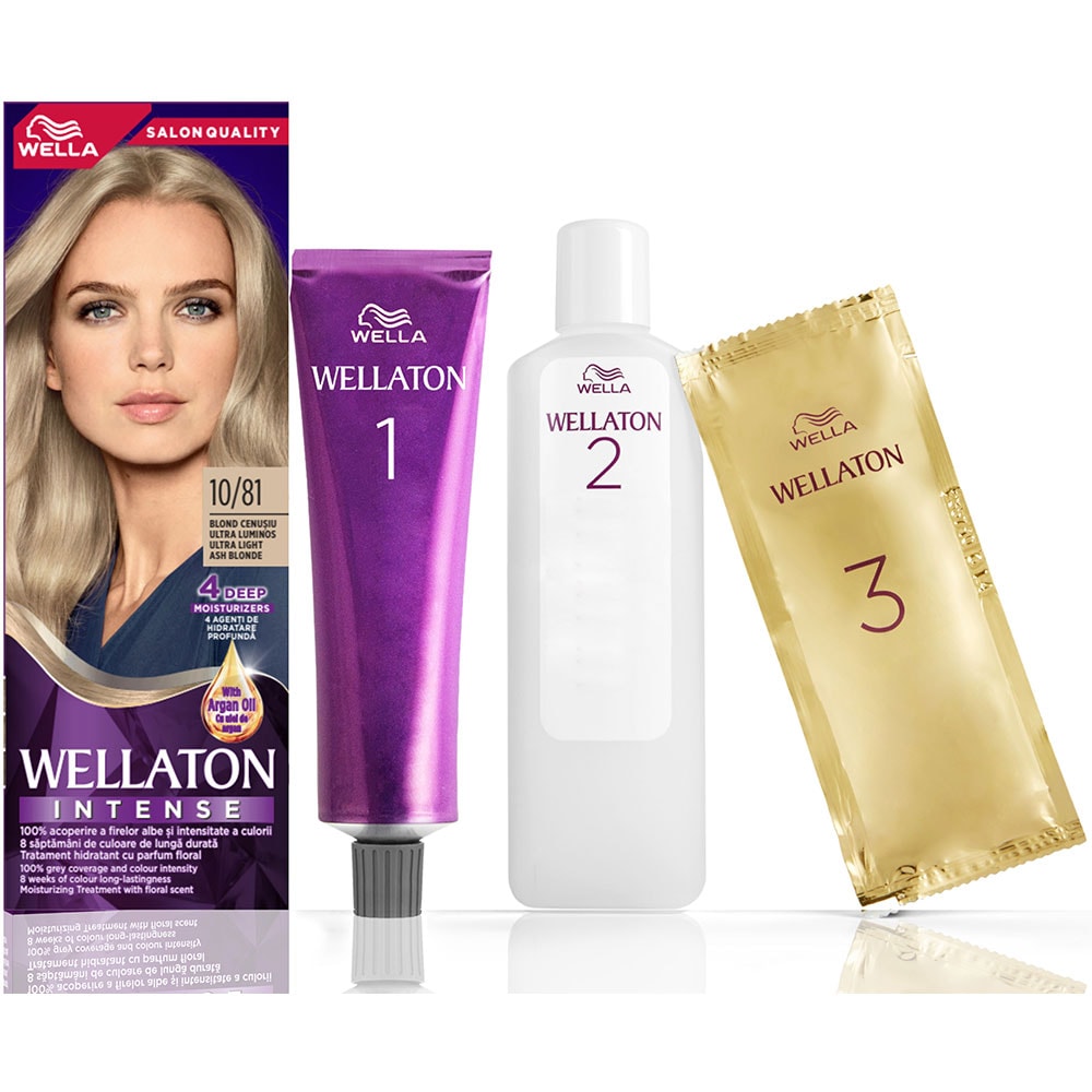 Vopsea de par WELLATON, 10/81 Blond Cenusiu Ultra Luminos, 110ml
