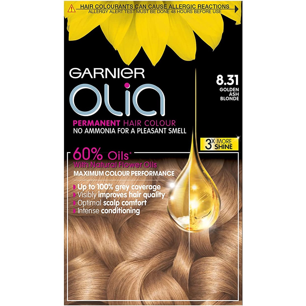 Vopsea de par GARNIER Olia, 8.31 Golden Ashy Blonde, 112ml