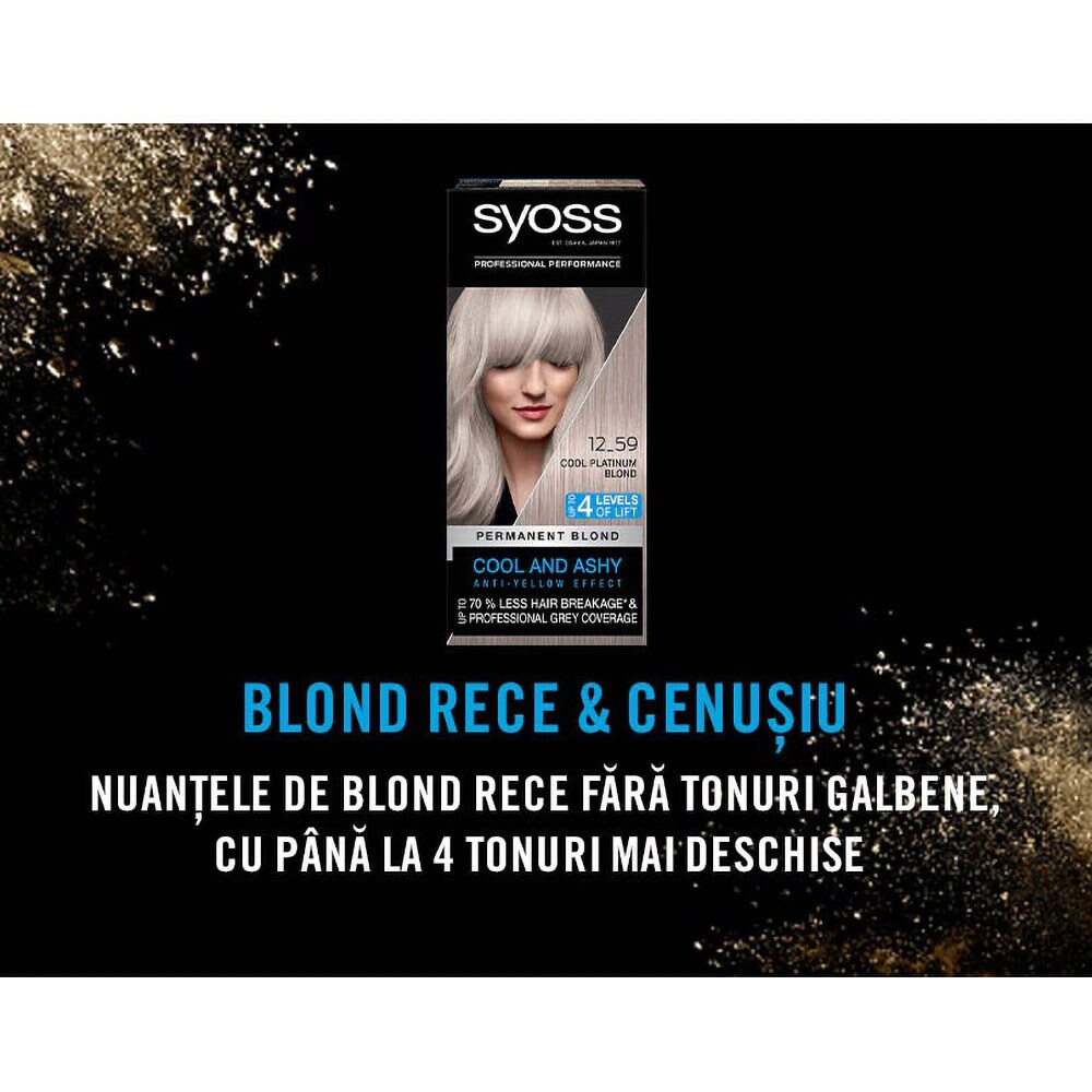 Vopsea de par SYOSS Cool Blonds, 12-59 Cool Platinum Blond, 115ml