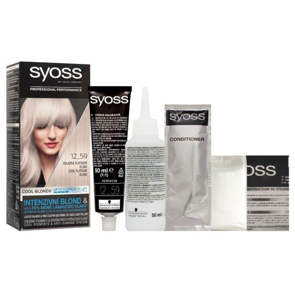 Vopsea de par SYOSS Cool Blonds, 12-59 Cool Platinum Blond, 115ml