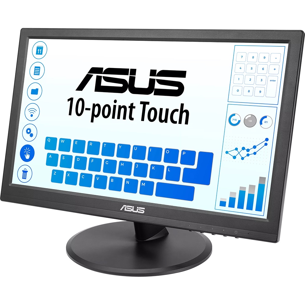 Monitor LED IPS ASUS VT169HE, 15.6", Full HD, 60Hz, Touch, Frameless, negru
