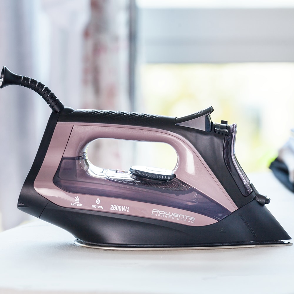 Fier de calcat ROWENTA Express DW4345D1, 2600W, 200g/min, 250ml, talpa Microsteam 350 Laser, negru-roz