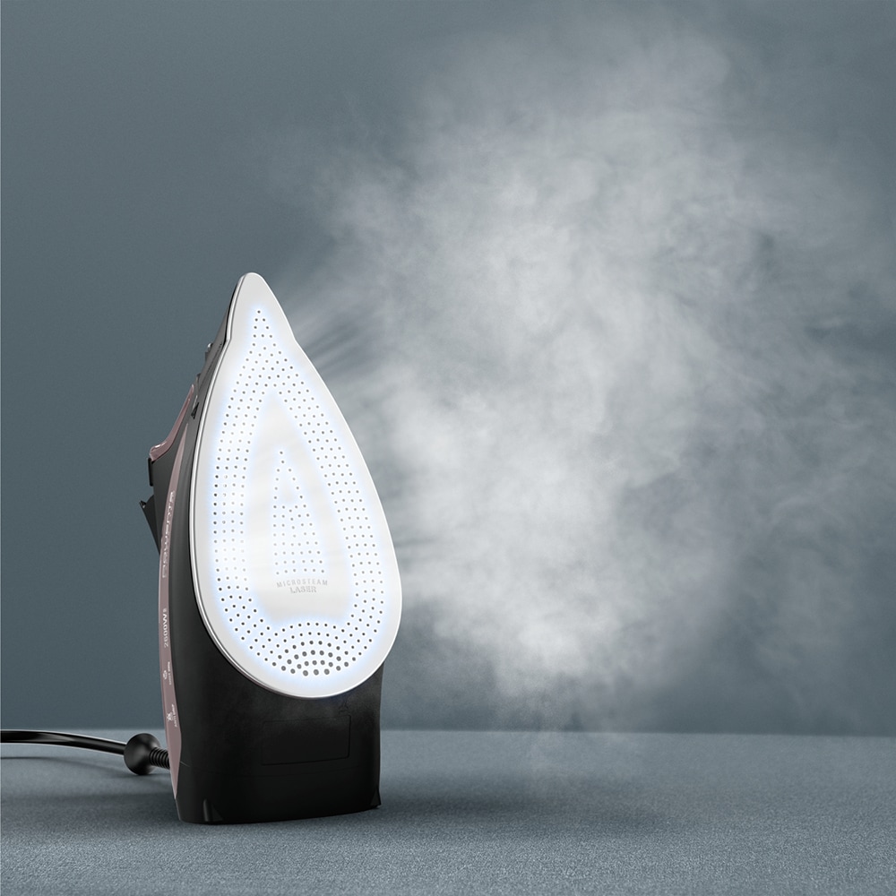 Fier de calcat ROWENTA Express DW4345D1, 2600W, 200g/min, 250ml, talpa Microsteam 350 Laser, negru-roz