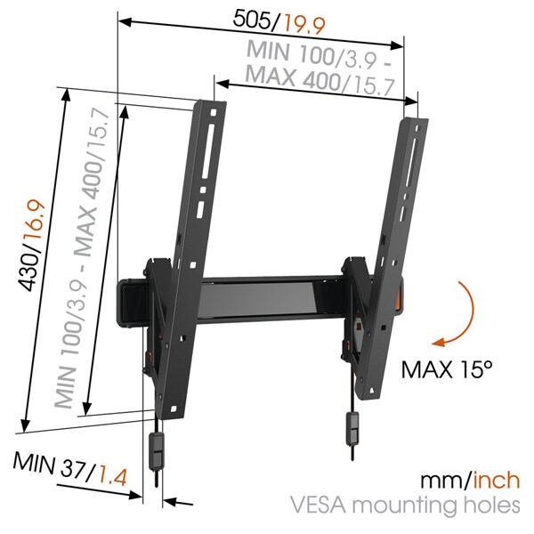 Suport TV perete VOGEL'S W50710, reglabil, 32-55", 30kg, negru