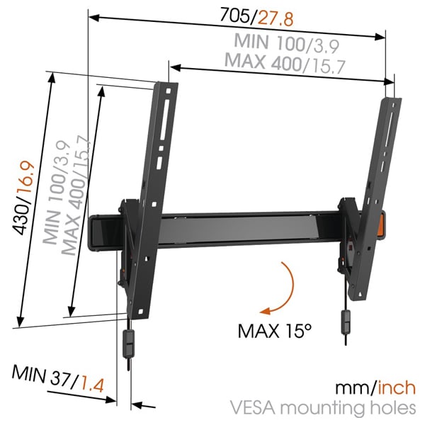 Suport TV perete VOGEL'S W50810, reglabil, 40-65", 40kg, negru
