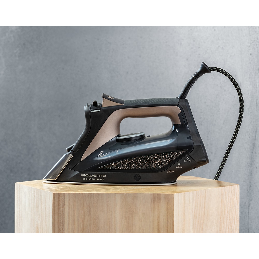 Fier de calcat ROWENTA Eco Intelligence DW6341D1, 2500W, 190g/min, 300ml, talpa Microsteam 400 Laser, negru-rose gold