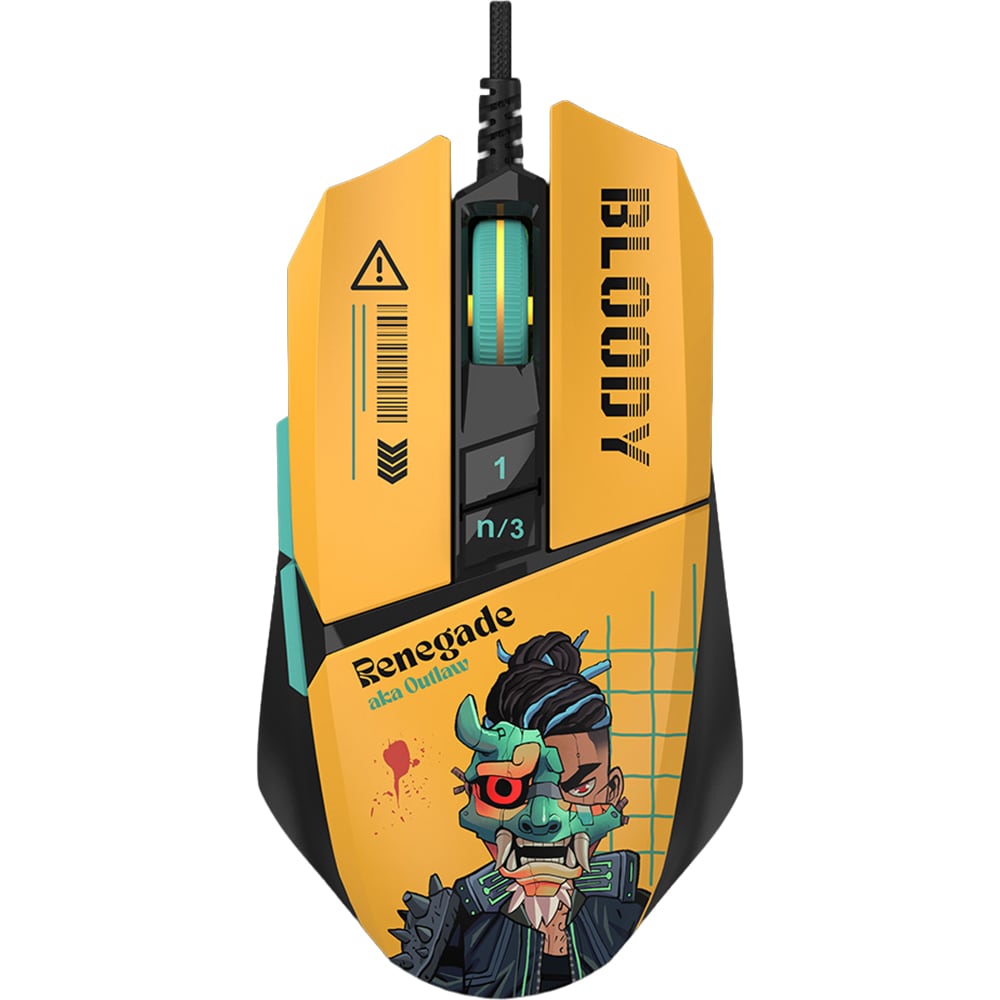 Mouse Gaming A4TECH W63 Max Renegade Midnight, 12000 dpi, galben