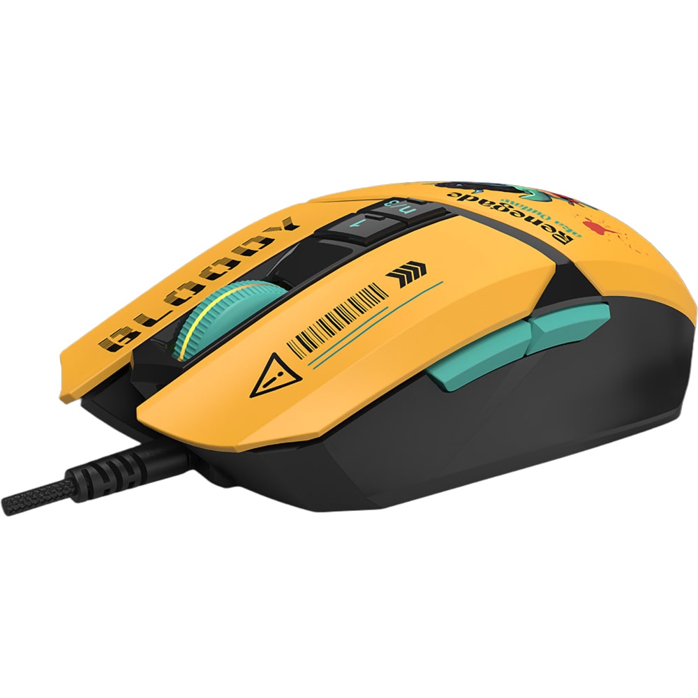Mouse Gaming A4TECH W63 Max Renegade Midnight, 12000 dpi, galben