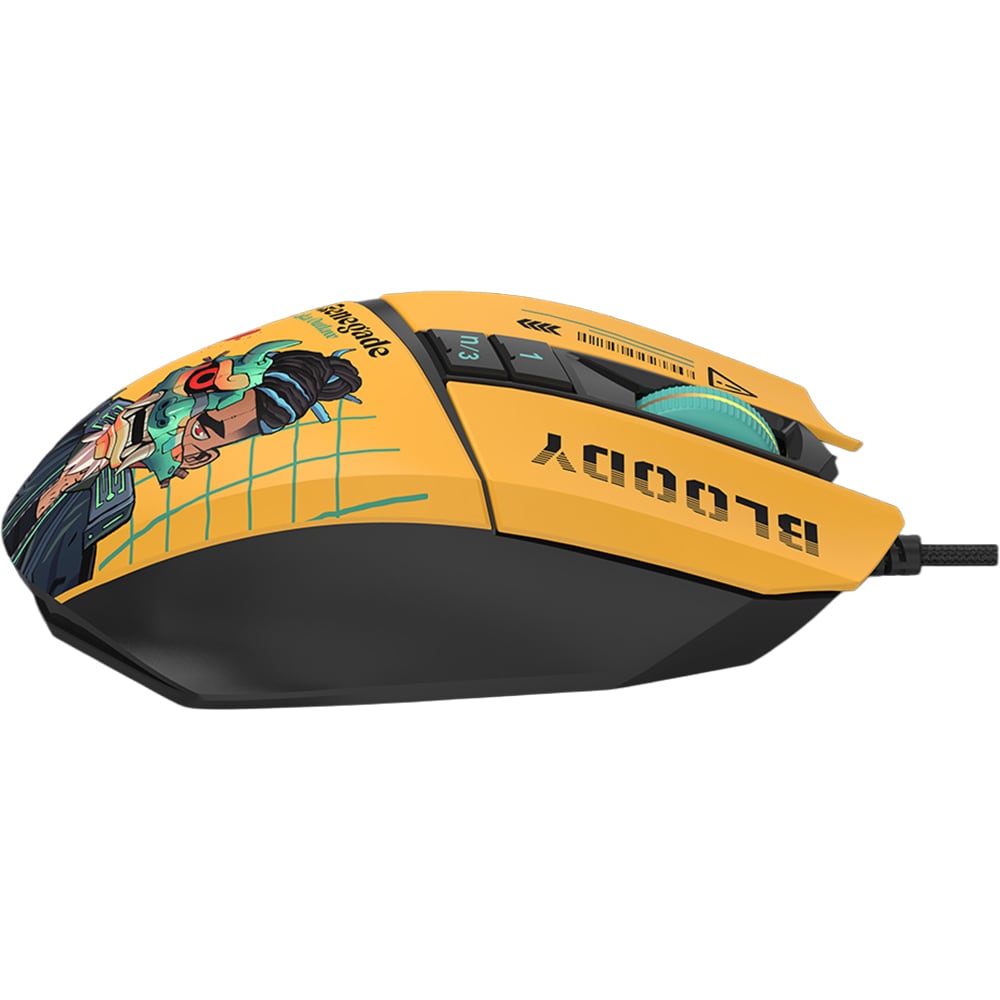 Mouse Gaming A4TECH W63 Max Renegade Midnight, 12000 dpi, galben