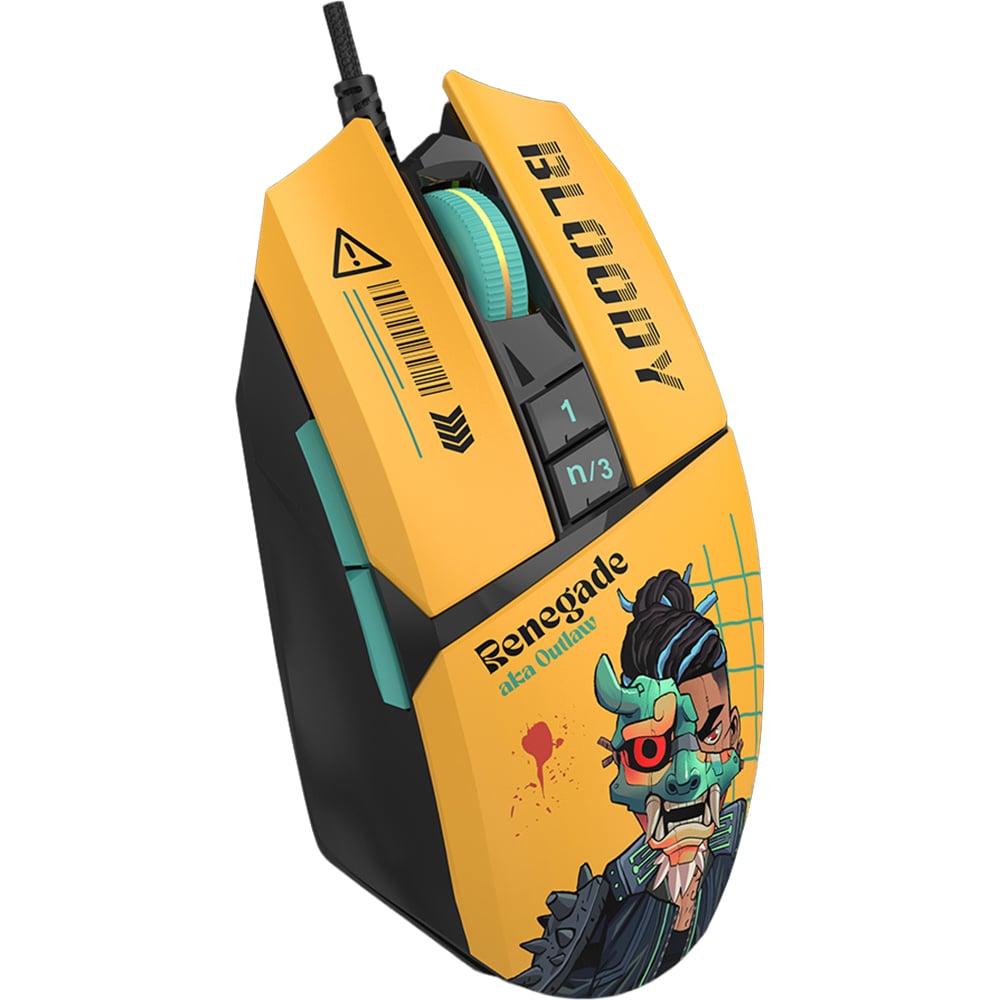 Mouse Gaming A4TECH W63 Max Renegade Midnight, 12000 dpi, galben