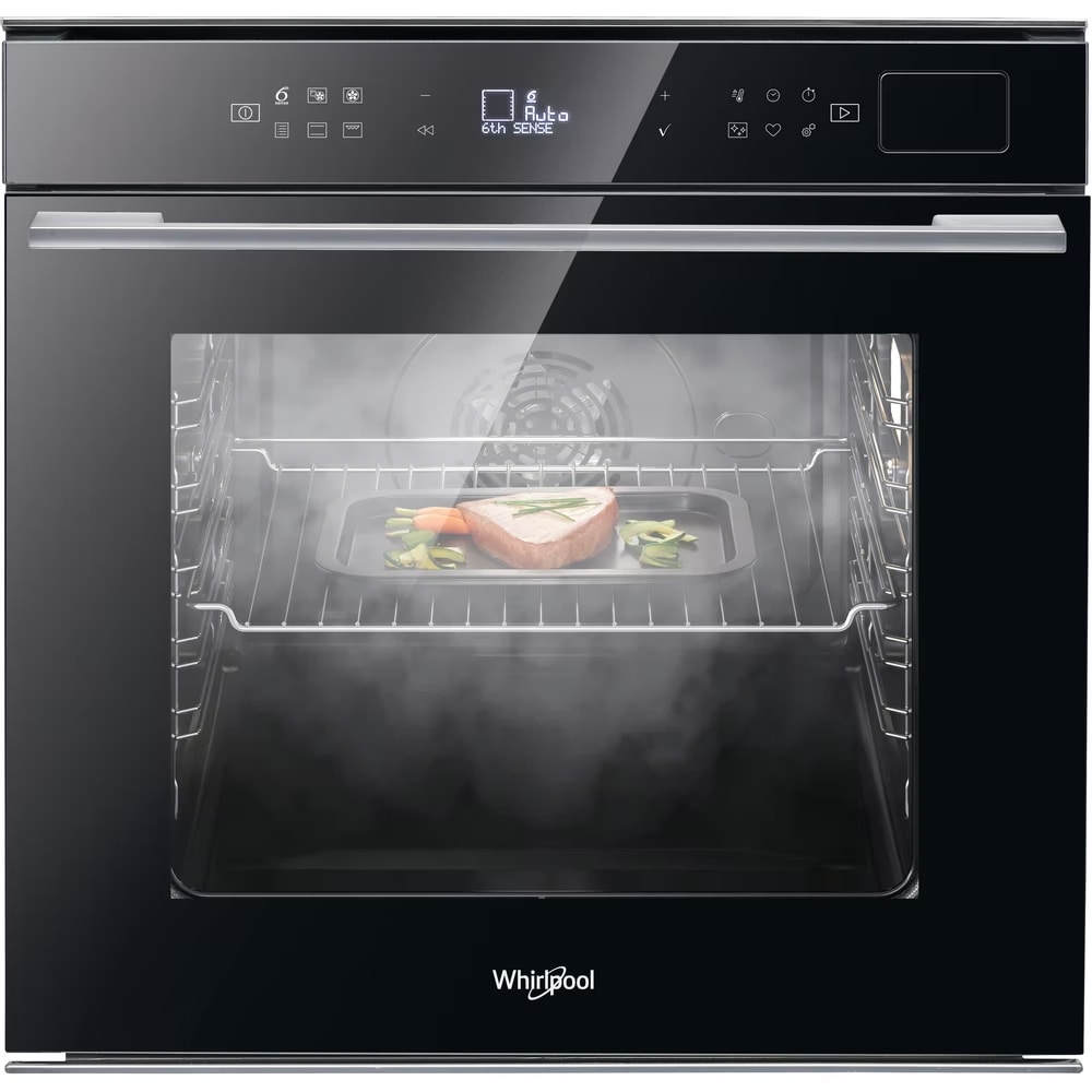 Cuptor incorporabil WHIRLPOOL W7 OS4 4S2 H BL, Electric, Gatire cu abur, Autocuratare hidrolitica, 73 l, Clasa A+, 6th Sense, negru