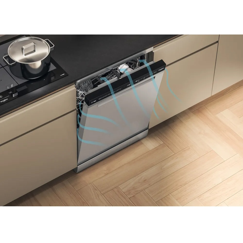 Masina de spalat vase independenta WHIRLPOOL W8F HS61X, 6th Sense, 15 seturi, 8 programe, 60 cm, Clasa A, inox
