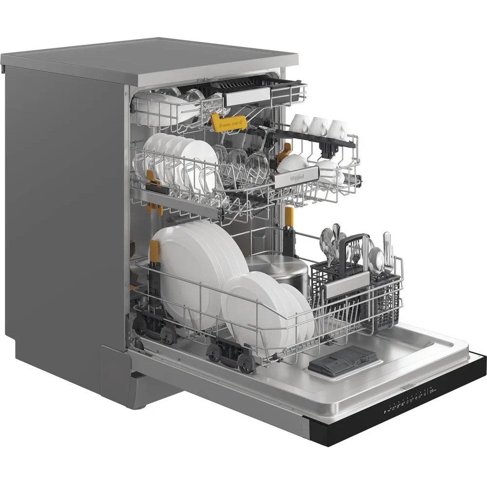 Masina de spalat vase independenta WHIRLPOOL W8F HS61X, 6th Sense, 15 seturi, 8 programe, 60 cm, Clasa A, inox