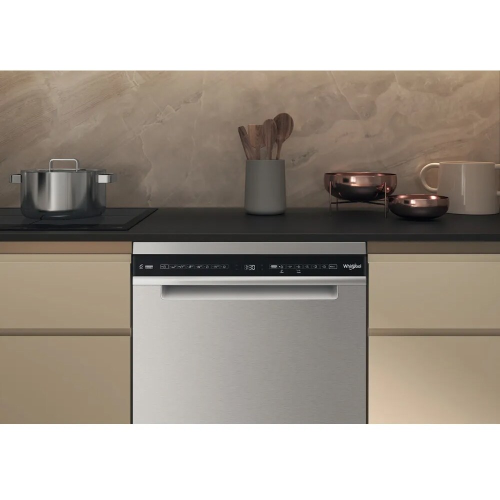Masina de spalat vase independenta WHIRLPOOL W8F HS61X, 6th Sense, 15 seturi, 8 programe, 60 cm, Clasa A, inox