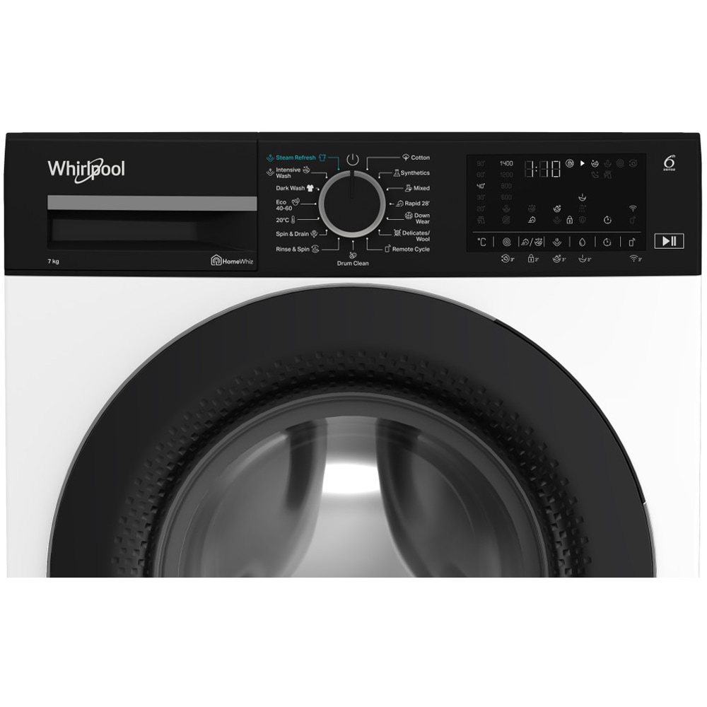 Masina de spalat rufe frontala WHIRLPOOL WAM 764WKB EE, Home Whiz, 6th Sense, 7 kg, 1200rpm, Clasa A, alb