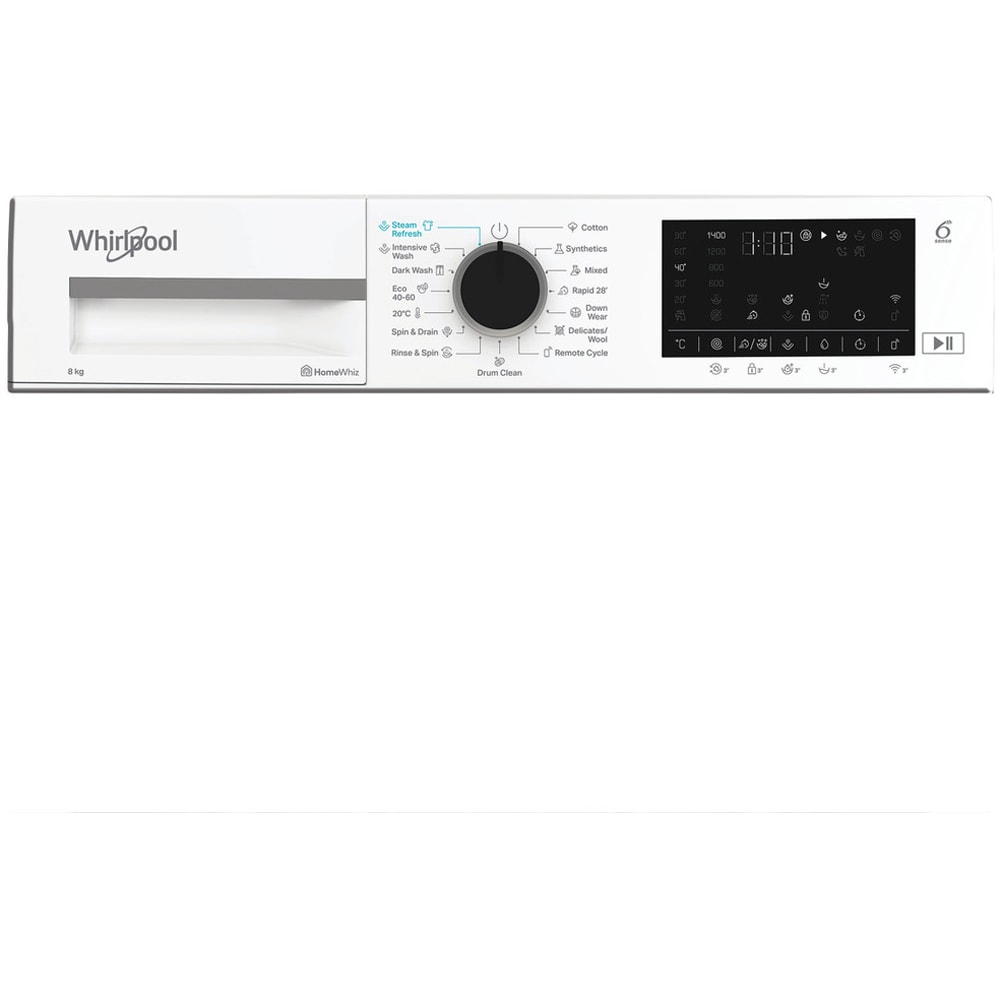 Masina de spalat rufe frontala WHIRLPOOL WAM 87WB EE, Home Whiz, 6th Sense, 8 kg, 1400rpm, Clasa A, alb