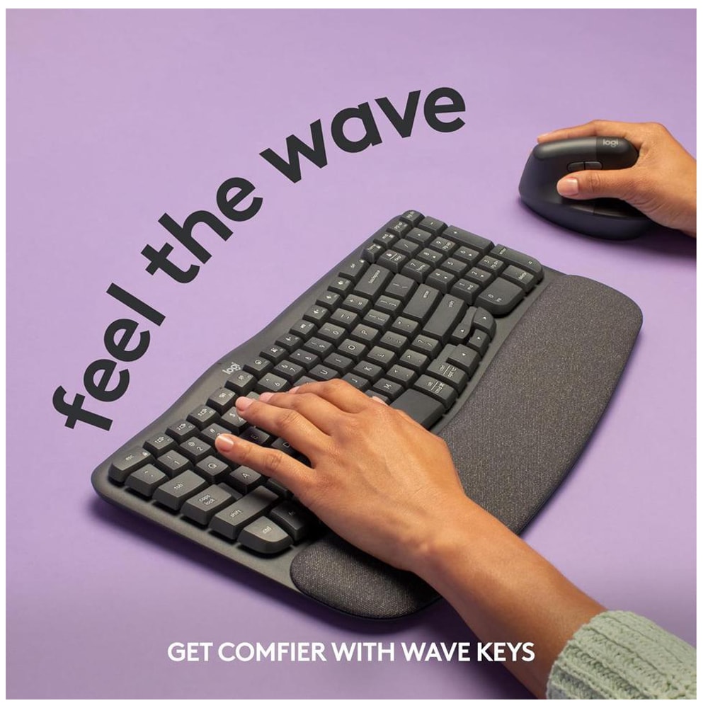 Tastatura wireless LOGITECH Wave Keys, Bluetooth, USB, Layout US INT, grafit