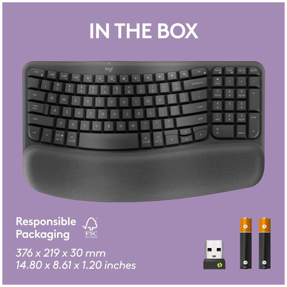 Tastatura wireless LOGITECH Wave Keys, Bluetooth, USB, Layout US INT, grafit