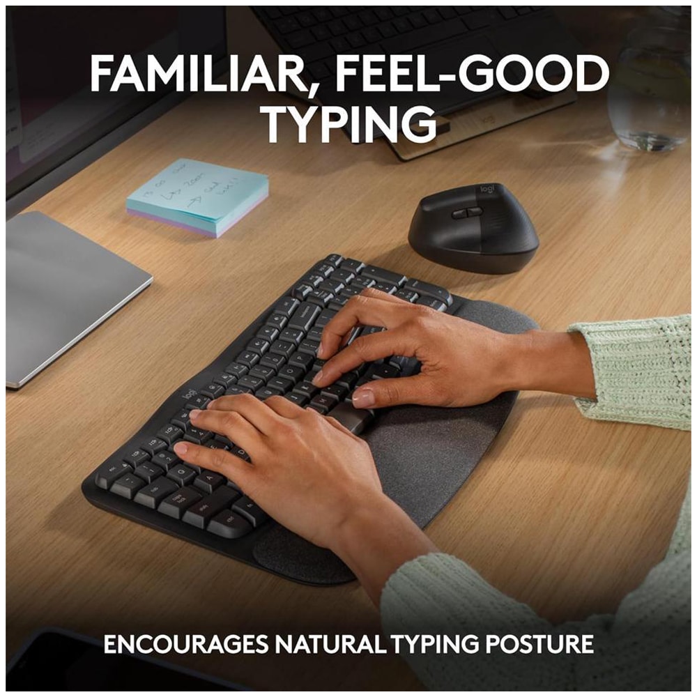 Tastatura wireless LOGITECH Wave Keys, Bluetooth, USB, Layout US INT, grafit