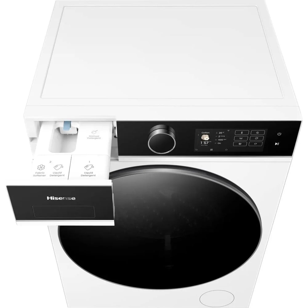 Masina de spalat rufe frontala cu uscator HISENSE WD5I1245BWR, Steam, 12/8 kg, 1400rpm, Clasa A/D, Wi-Fi, alb