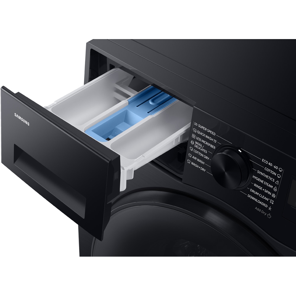 Masina de spalat rufe frontala cu uscator SAMSUNG WD90HG5U34BBLE, AI EcoBubble, 9/6 kg, 1400rpm, Clasa A/D, negru