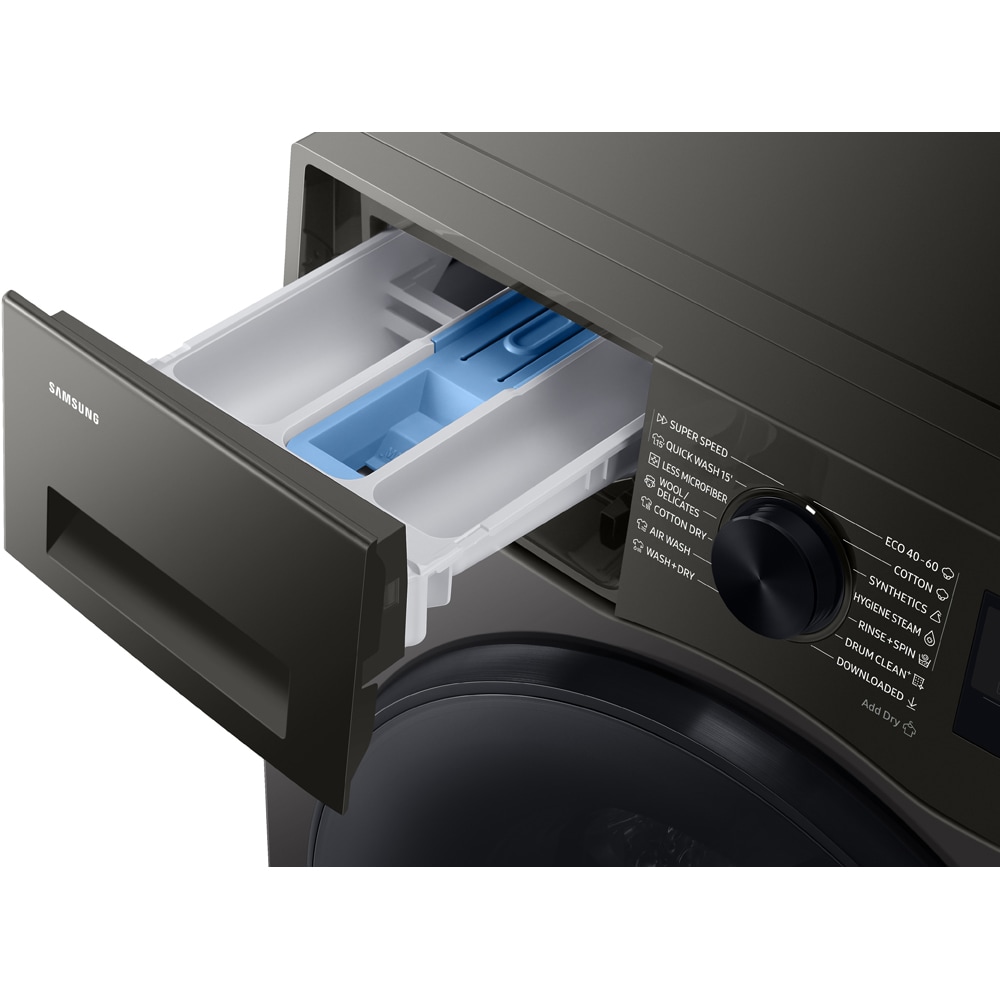 Masina de spalat rufe frontala cu uscator SAMSUNG WD90HG5U34BXLE, AI EcoBubble, 9/6 kg, 1400rpm, Clasa A/D, argintiu
