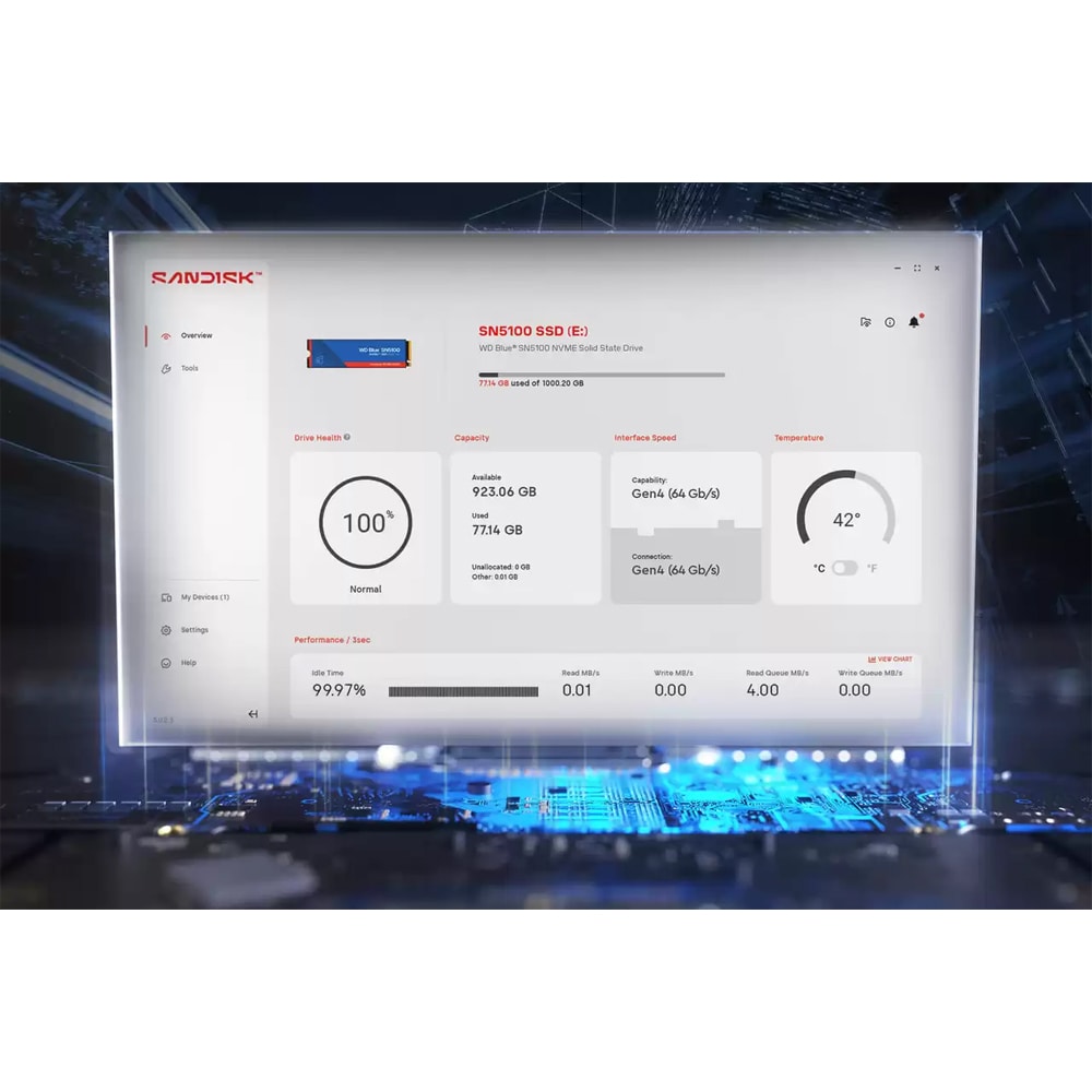 Solid-State Drive (SSD) WESTERN DIGITAL Blue SN5100, 500GB, PCIe Gen 4, M.2 PCIe, WDS500G5B0E