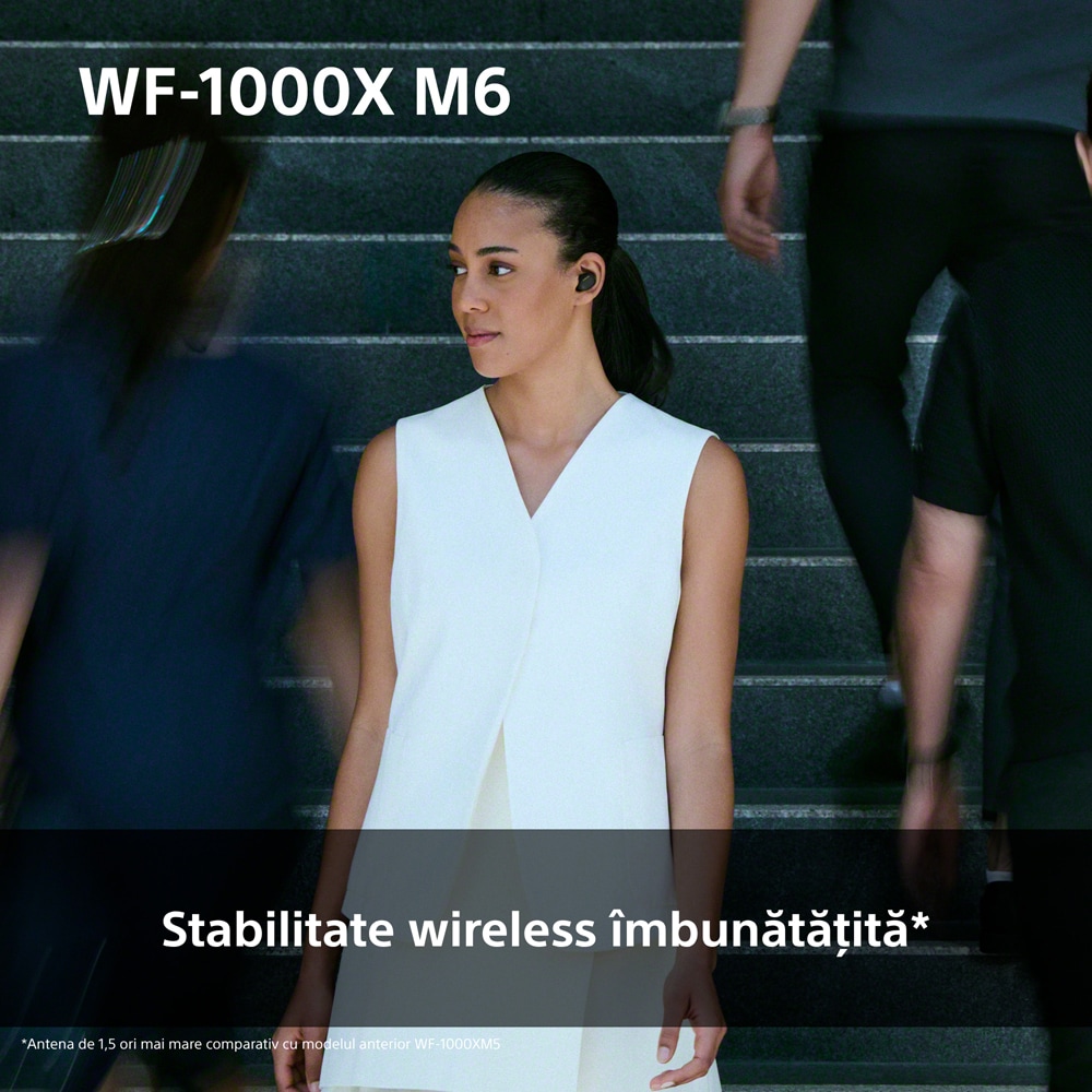 Casti SONY WF-1000XM6B, True Wireless, Bluetooth, In-ear, Microfon, Noise Cancelling, negru