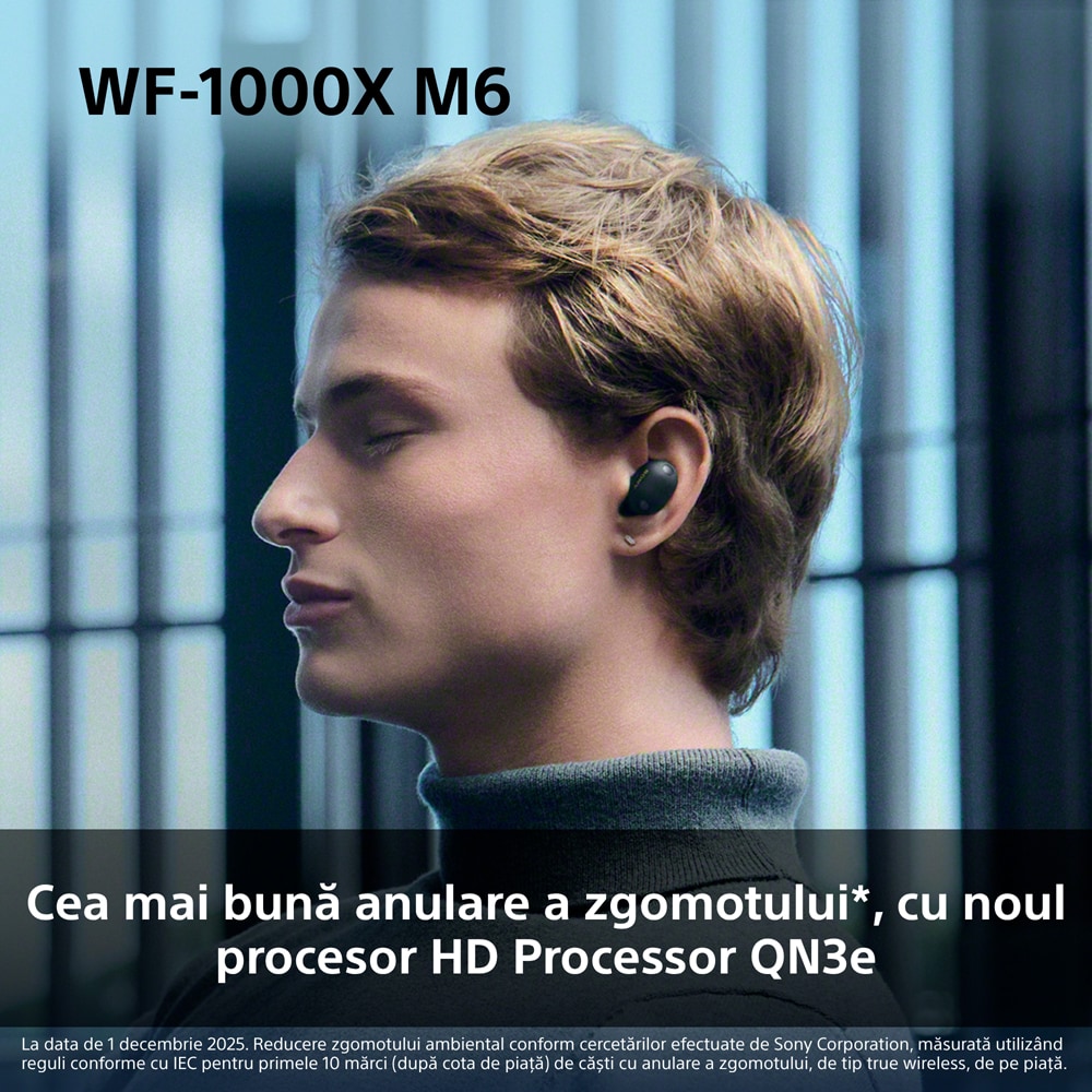 Casti SONY WF-1000XM6S, True Wireless, Bluetooth, In-ear, Microfon, Noise Cancelling, argintiu