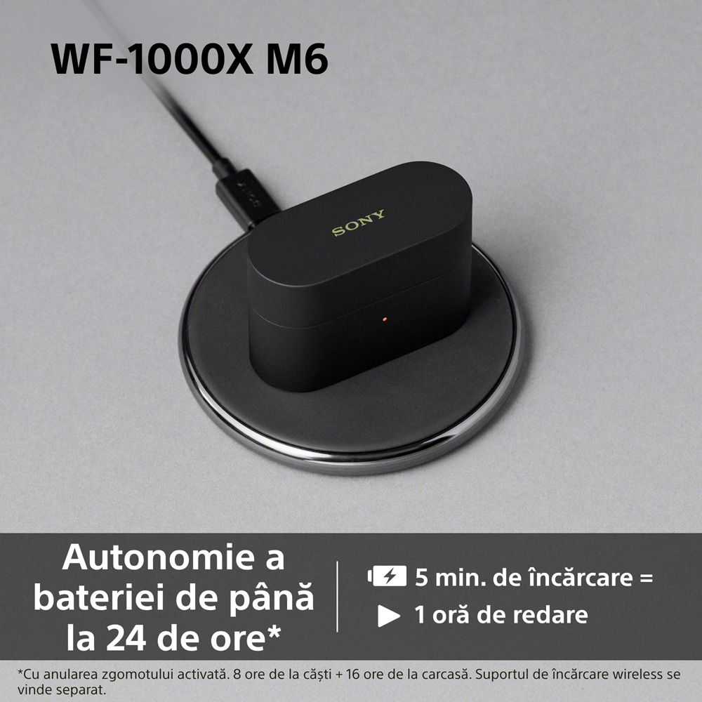 Casti SONY WF-1000XM6S, True Wireless, Bluetooth, In-ear, Microfon, Noise Cancelling, argintiu
