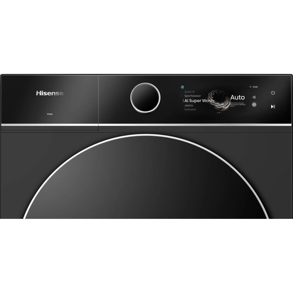 Masina de spalat rufe frontala HISENSE WF7I1248BBR, Steam, 12 kg, 1400rpm, Clasa A, Wi-Fi, negru