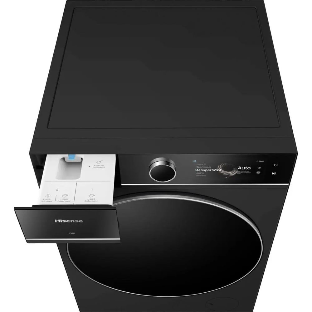 Masina de spalat rufe frontala HISENSE WF7I1248BBR, Steam, 12 kg, 1400rpm, Clasa A, Wi-Fi, negru