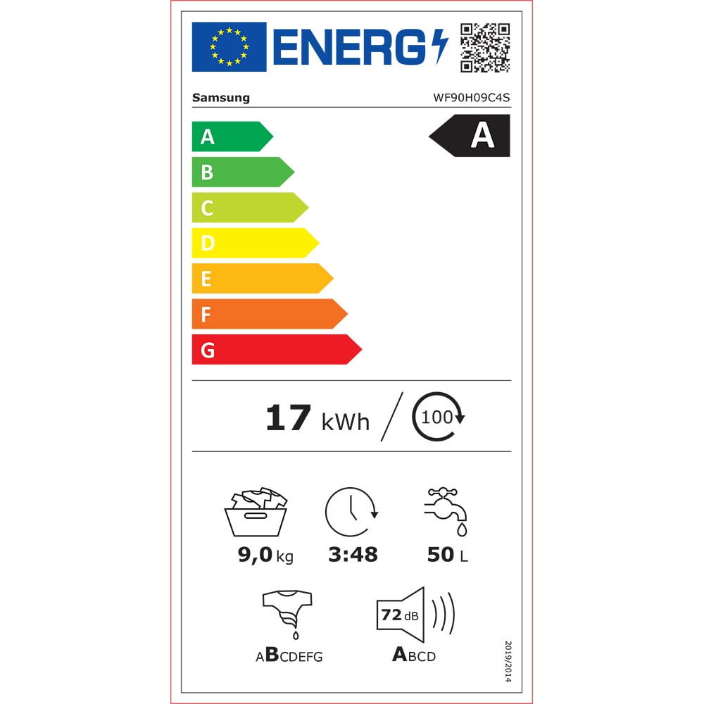 Masina de spalat rufe frontala SAMSUNG WF90H09C4ST2, AI Wash+, AI EcoBubble, 9 kg, 1400rpm, Clasa A, Wi-Fi, gri