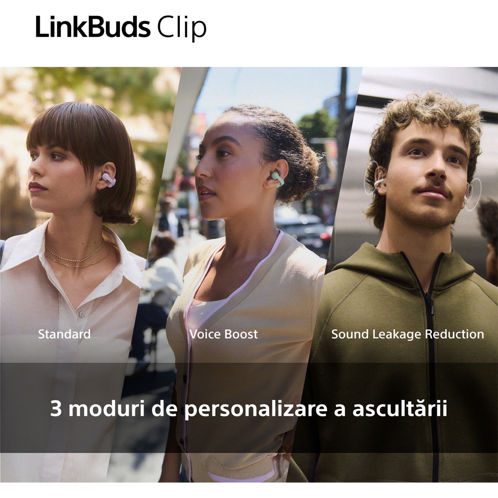 Casti SONY LinkBuds Clip WF-LC900V, True Wireless, Bluetooth, Open-ear, Microfon, violet