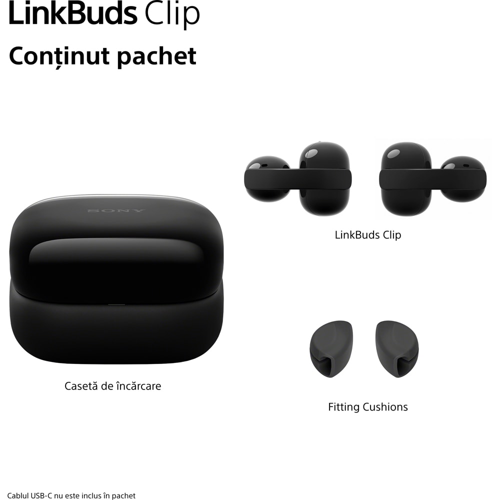 Casti SONY LinkBuds Clip WF-LC900V, True Wireless, Bluetooth, Open-ear, Microfon, violet