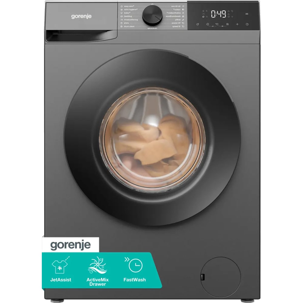 Masina de spalat rufe frontala slim GORENJE WG2PS74A2G, SteamTech 7 kg, 1400rpm, Clasa A, inox