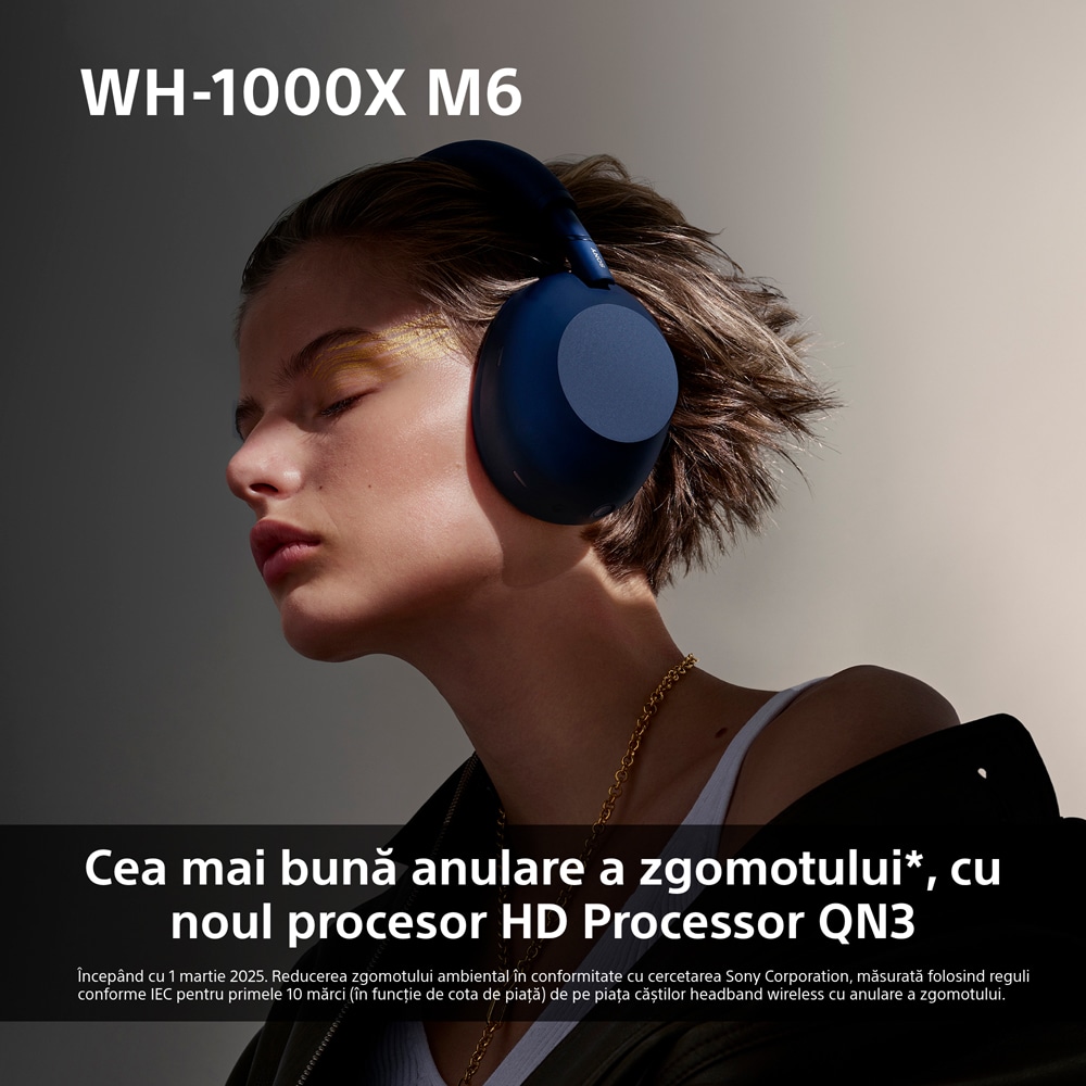 Casti SONY WH-1000XM6, Bluetooth, Over-Ear, Microfon, Noise Cancelling, Sandstone
