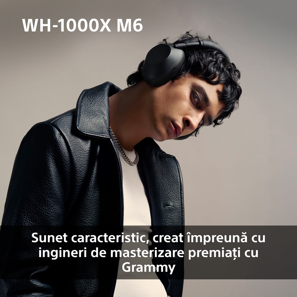 Casti SONY WH-1000XM6, Bluetooth, Over-Ear, Microfon, Noise Cancelling, Sandstone