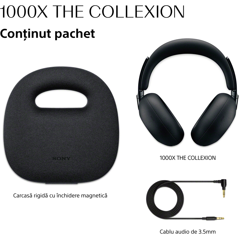 Casti SONY WH-1000XXB The Collexion, Bluetooth, Over-Ear, Microfon, Noise Cancelling, negru