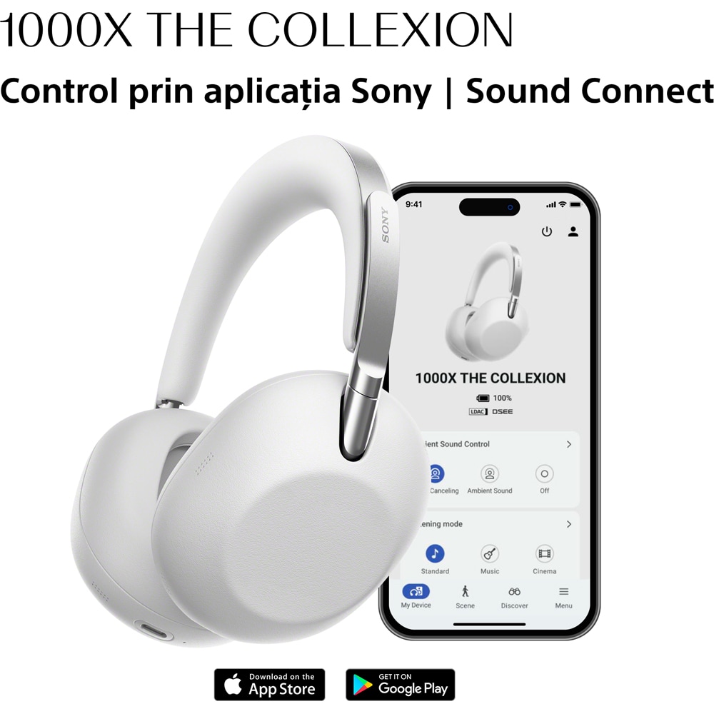 Casti SONY WH-1000XXW The Collexion, Bluetooth, Over-Ear, Microfon, Noise Cancelling, Platinum