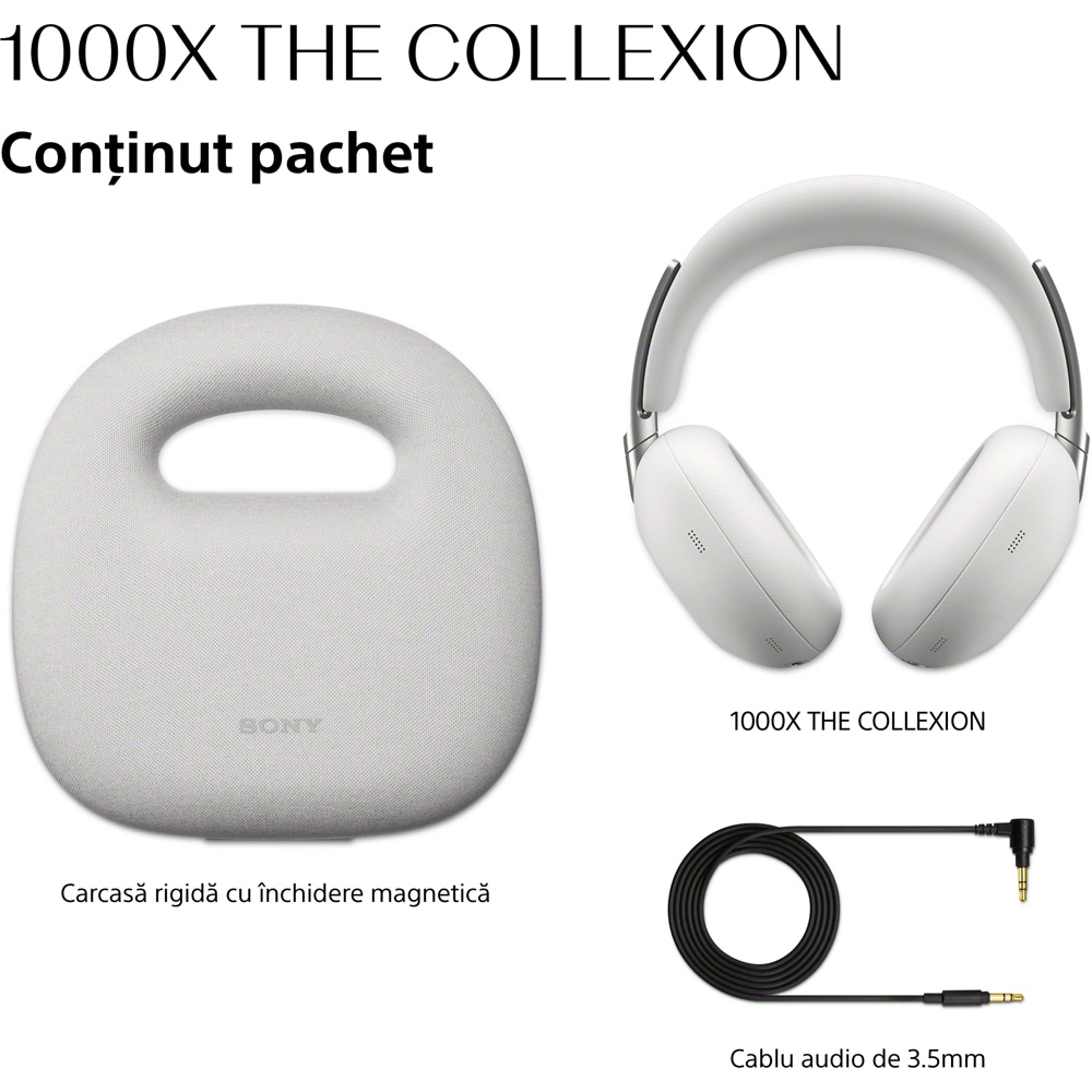 Casti SONY WH-1000XXW The Collexion, Bluetooth, Over-Ear, Microfon, Noise Cancelling, Platinum