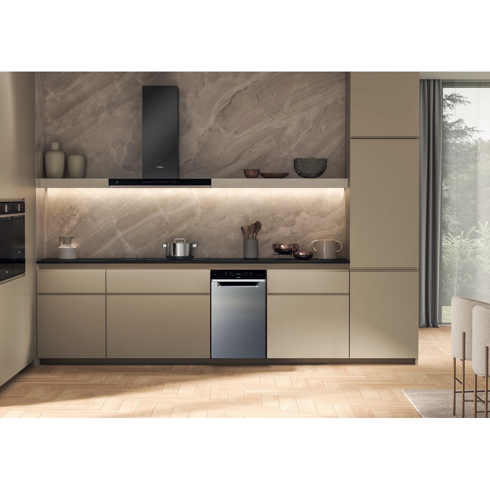 Masina de spalat vase incorporabila WHIRLPOOL WH3UC10BS7A0X, 6th Sense, 10 seturi, 9 programe, 45 cm, Clasa C, inox