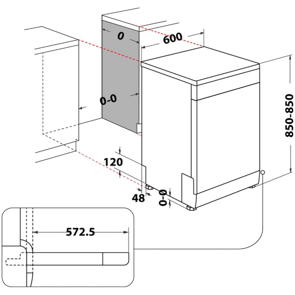 Masina de spalat vase independenta WHIRLPOOL WH4FFA14BN6X, 6th Sense, 14 seturi, 8 programe, 60 cm, Clasa A, inox