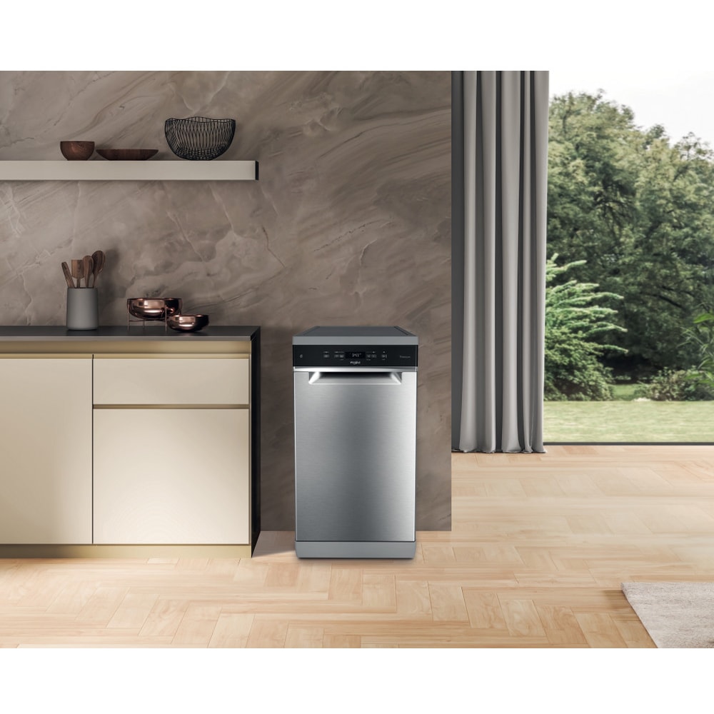 Masina de spalat vase independenta WHIRLPOOL WH6FC11BS7A0X, 6th Sense, 11 seturi, 9 programe, 45 cm, Clasa C, inox