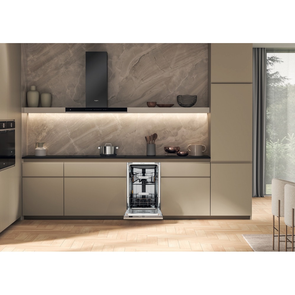 Masina de spalat vase incorporabila WHIRLPOOL WH6IA10BS7L0, 6th Sense, 10 seturi, 9 programe, 45 cm, Clasa A, panou comanda inox