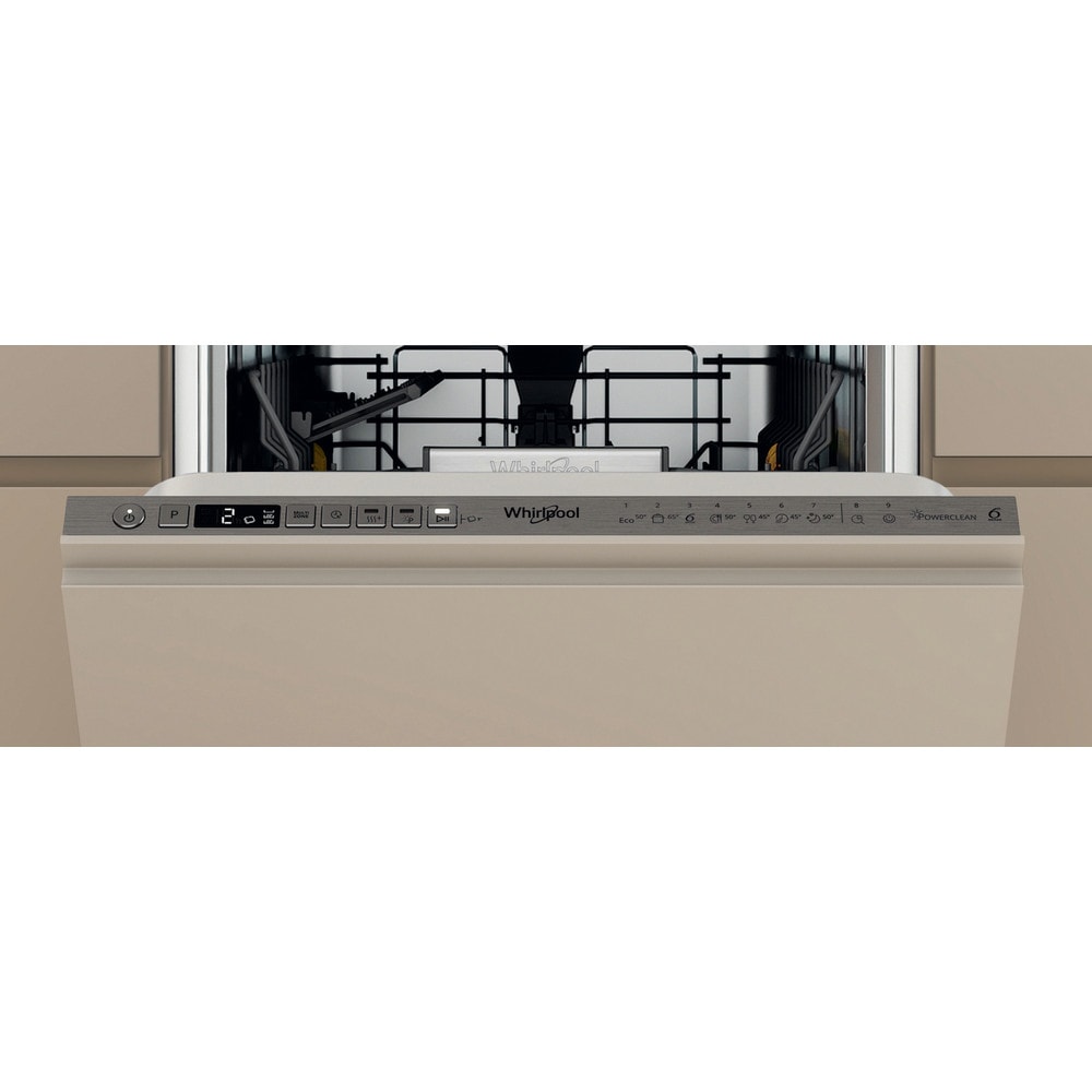Masina de spalat vase incorporabila WHIRLPOOL WH6IA10BS7L0, 6th Sense, 10 seturi, 9 programe, 45 cm, Clasa A, panou comanda inox